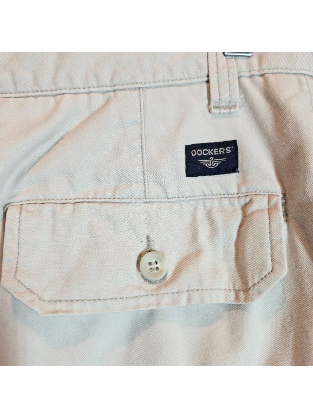 Dockers Mens Beige Cargo Shorts Flat Front Relaxed Fit Size 34 100% Cotton - Picture 9 of 13